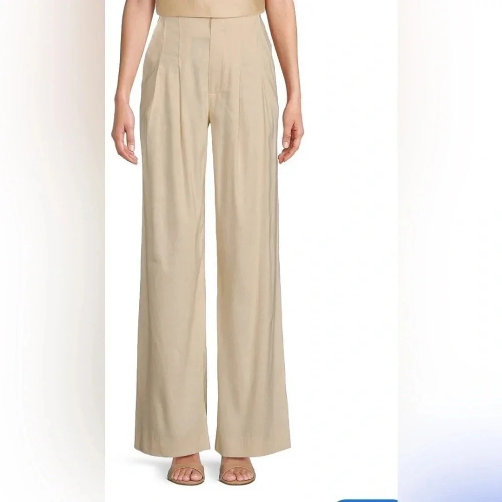 Antonio Melani Tammy Pant Wide Leg Mid Rise Parchment Color Slacks Sz 14 NWT